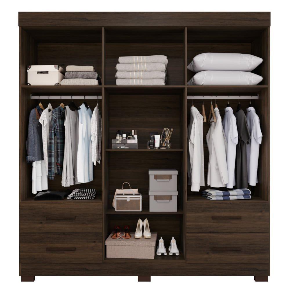 Guarda Roupas Casal Texas 6 Portas 4 Gavetas Com Espelho Salleto Savana - 2