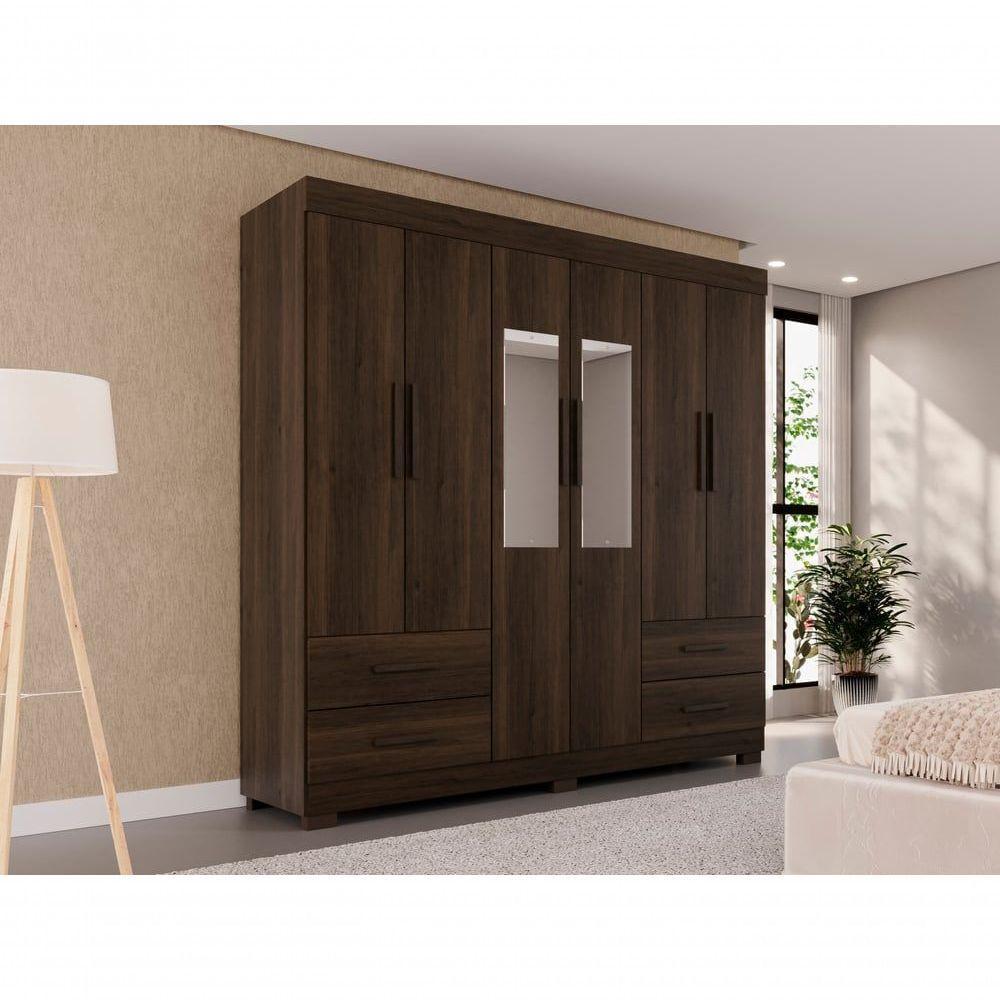 Guarda Roupas Casal Texas 6 Portas 4 Gavetas Com Espelho Salleto Savana - 8