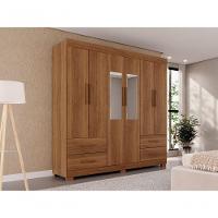 Guarda Roupas Casal Texas 6 Portas 4 Gavetas Com Espelho Salleto Cinamomo - 8