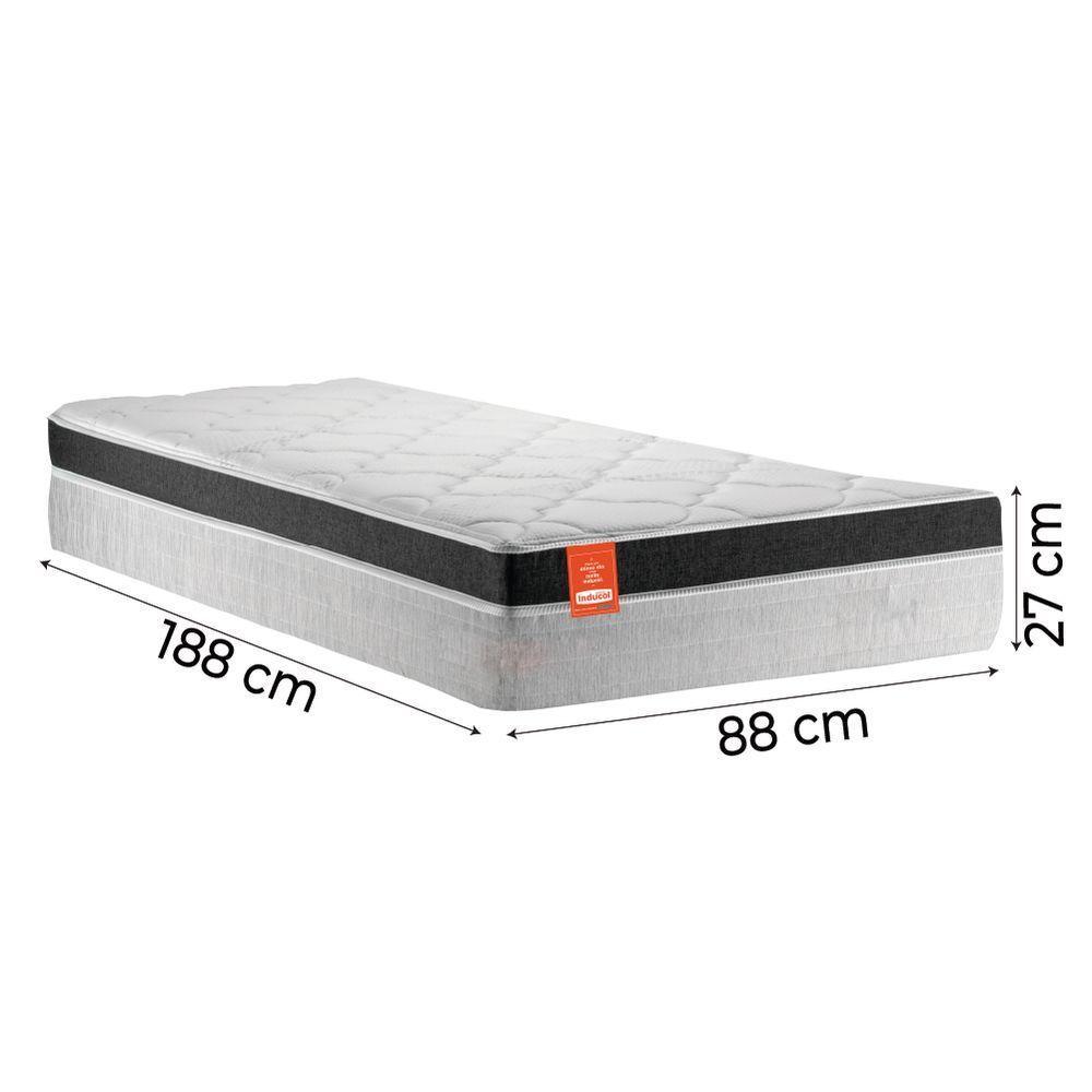 Cama Box Baú Solteiro Colchão Molas Ensacadas Real 88x188x68cm Preto / Cinza - Suporta Até 130kg Por Pessoa Preto - 5