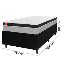 Cama Box Baú Solteiro Colchão Molas Ensacadas Real 88x188x68cm Preto / Cinza - Suporta Até 130kg Por Pessoa Preto - 3