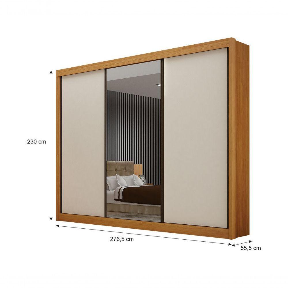 Guarda Roupa São Paulo Gold 03 Pts 06 Gav C/espelho Leifer Cinamomo/off White - 2