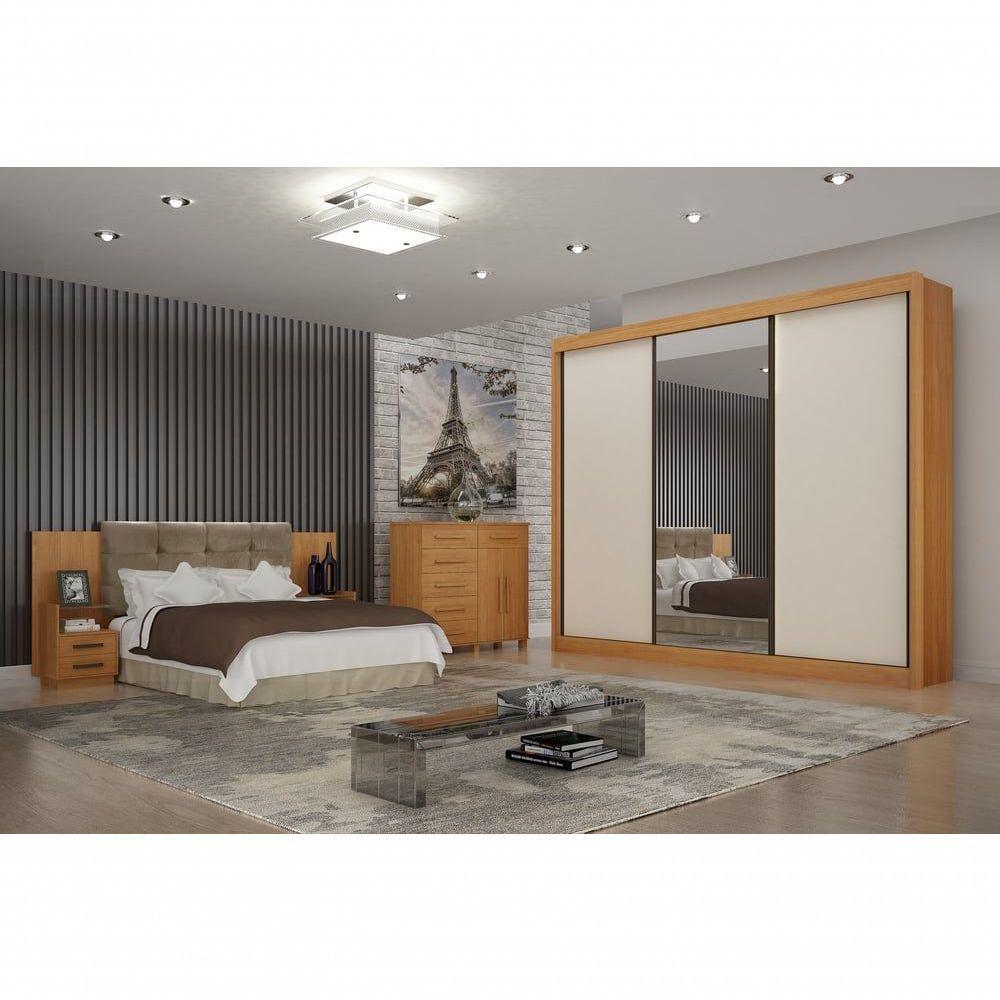 Guarda Roupa São Paulo Gold 03 Pts 06 Gav C/espelho Leifer Cinamomo/off White - 4