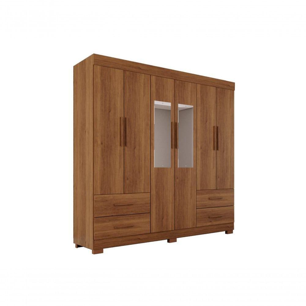Guarda Roupas Casal Texas 6 Portas 4 Gavetas Com Espelho Salleto Cinamomo - 1