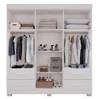 Guarda Roupas Casal Texas 6 Portas 4 Gavetas Com Espelho Salleto Branco - 7