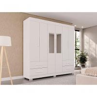 Guarda Roupas Casal Texas 6 Portas 4 Gavetas Com Espelho Salleto Branco - 8