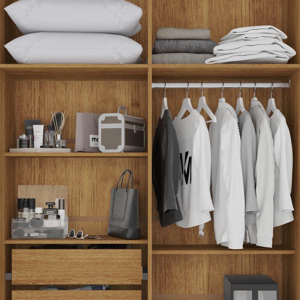 Guarda Roupa Solteiro 4 Portas Recife Salleto Cinamomo/off White - 6