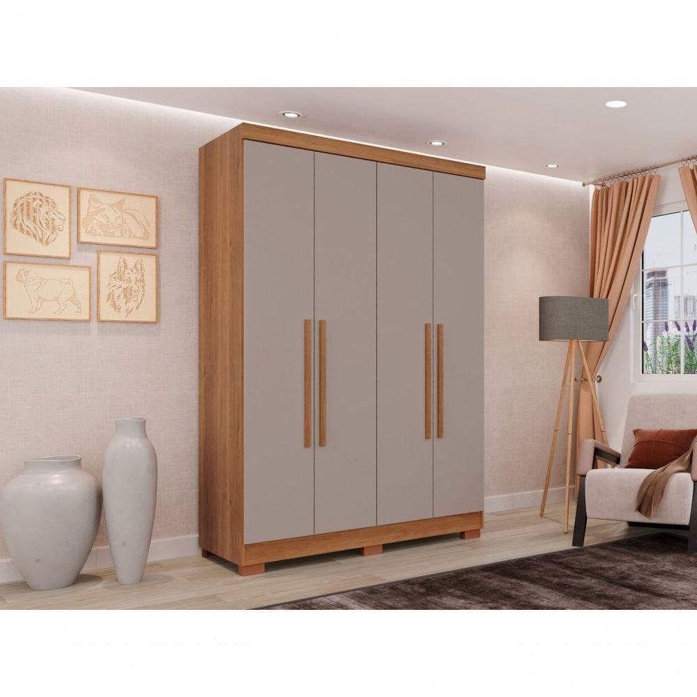 Guarda Roupa Solteiro 4 Portas Recife Salleto Cinamomo/off White - 7