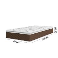 Cama Box Baú Solteiro Colchão Molas Ensacadas Pillow Top Martino 88X188X66Cm Marrom/Branco