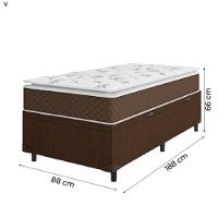 Cama Box Baú Solteiro Colchão Molas Ensacadas Pillow Top Martino 88X188X66Cm Marrom/Branco - 5