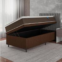 Cama Box Baú Solteiro Colchão Molas Ensacadas Pillow Top Martino 88X188X66Cm Marrom/Branco - 6