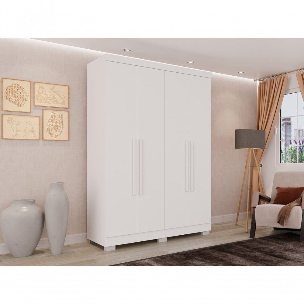 Guarda Roupa Solteiro 4 Portas Recife Salleto Branco - 6