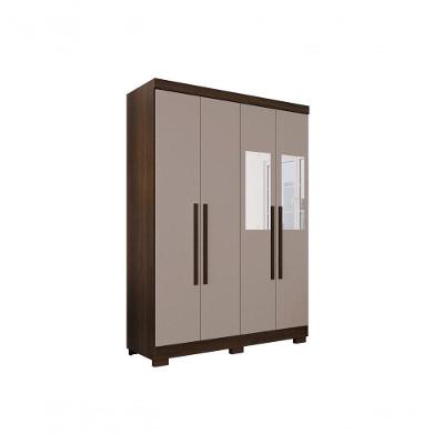 Guarda Roupa Solteiro 4 Portas Recife Com Espelho Salleto Savana/off White