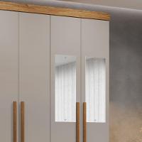 Guarda Roupa Solteiro 4 Portas Recife Com Espelho Salleto Cinamomo/off White - 6