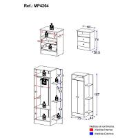 Guarda-roupas 2 Portas Com Cômoda 2 Gavetas Multimóveis Mp4264 - Azul-branco Azul-branco - 3