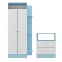 Guarda-roupas 2 Portas Com Cômoda 2 Gavetas Multimóveis Mp4264 - Azul-branco Azul-branco - 5
