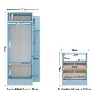 Guarda-roupas 2 Portas Com Cômoda 2 Gavetas Multimóveis Mp4264 - Azul-branco Azul-branco - 6