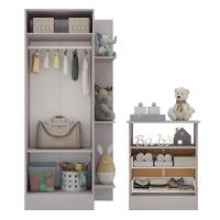 Guarda-roupas 2 Portas Com Cômoda 2 Gavetas Multimóveis Mp4264 - Cinza-branco Cinza-branco