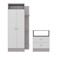 Guarda-roupas 2 Portas Com Cômoda 2 Gavetas Multimóveis Mp4264 - Cinza-branco Cinza-branco - 5