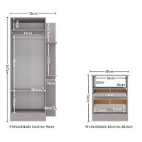 Guarda-roupas 2 Portas Com Cômoda 2 Gavetas Multimóveis Mp4264 - Cinza-branco Cinza-branco - 6