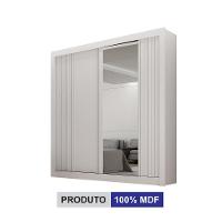 Guarda-roupa Solteiro Mdf 2 Portas De Correr 2 Gavetas Com Espelho Milano Leifer Móveis Branco - 3