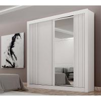 Guarda-roupa Solteiro Mdf 2 Portas De Correr 2 Gavetas Com Espelho Milano Leifer Móveis Branco - 5