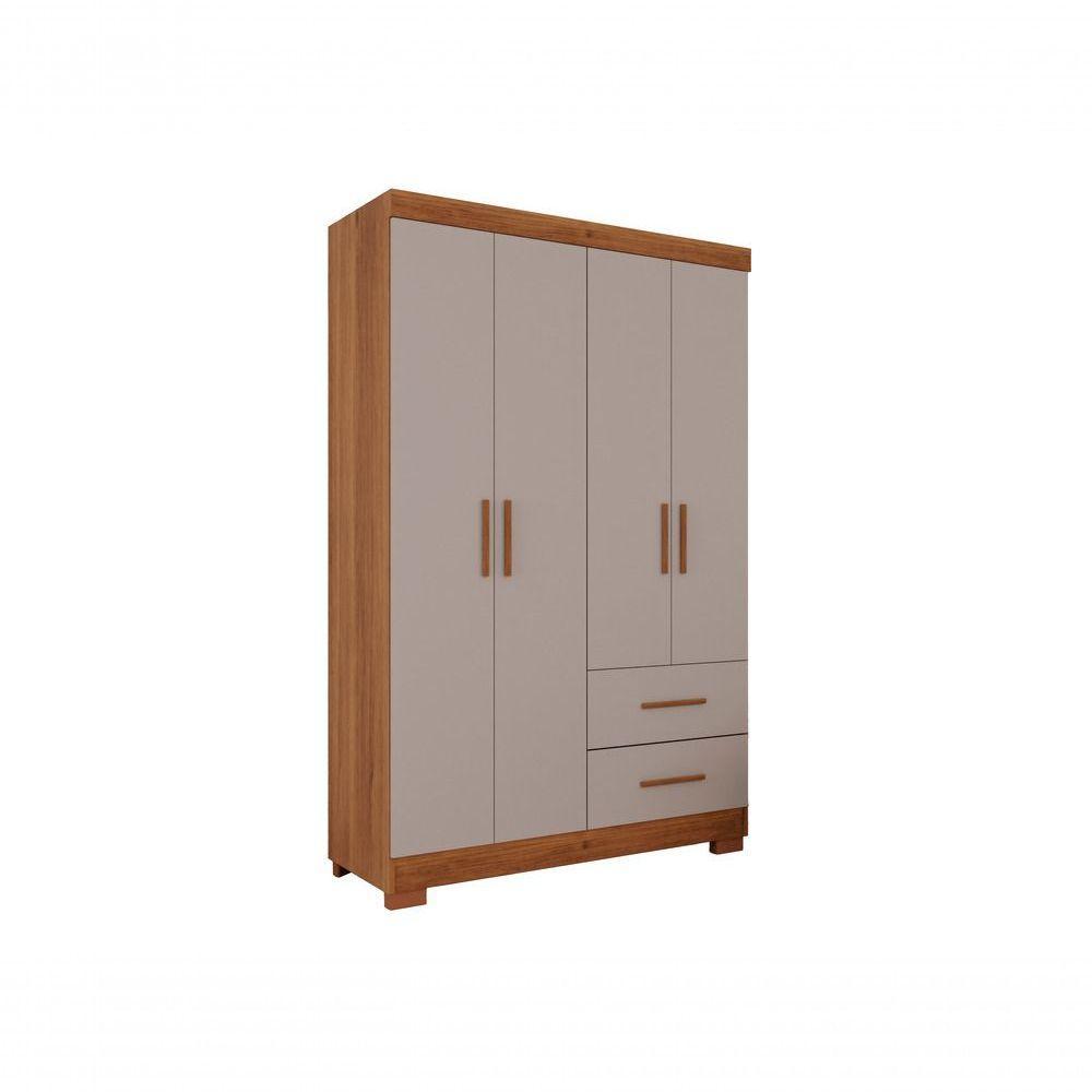 Guarda-roupa Solteiro 4 Portas 2 Gavetas Estrela Premium Salleto Cinamomo/off White - 1