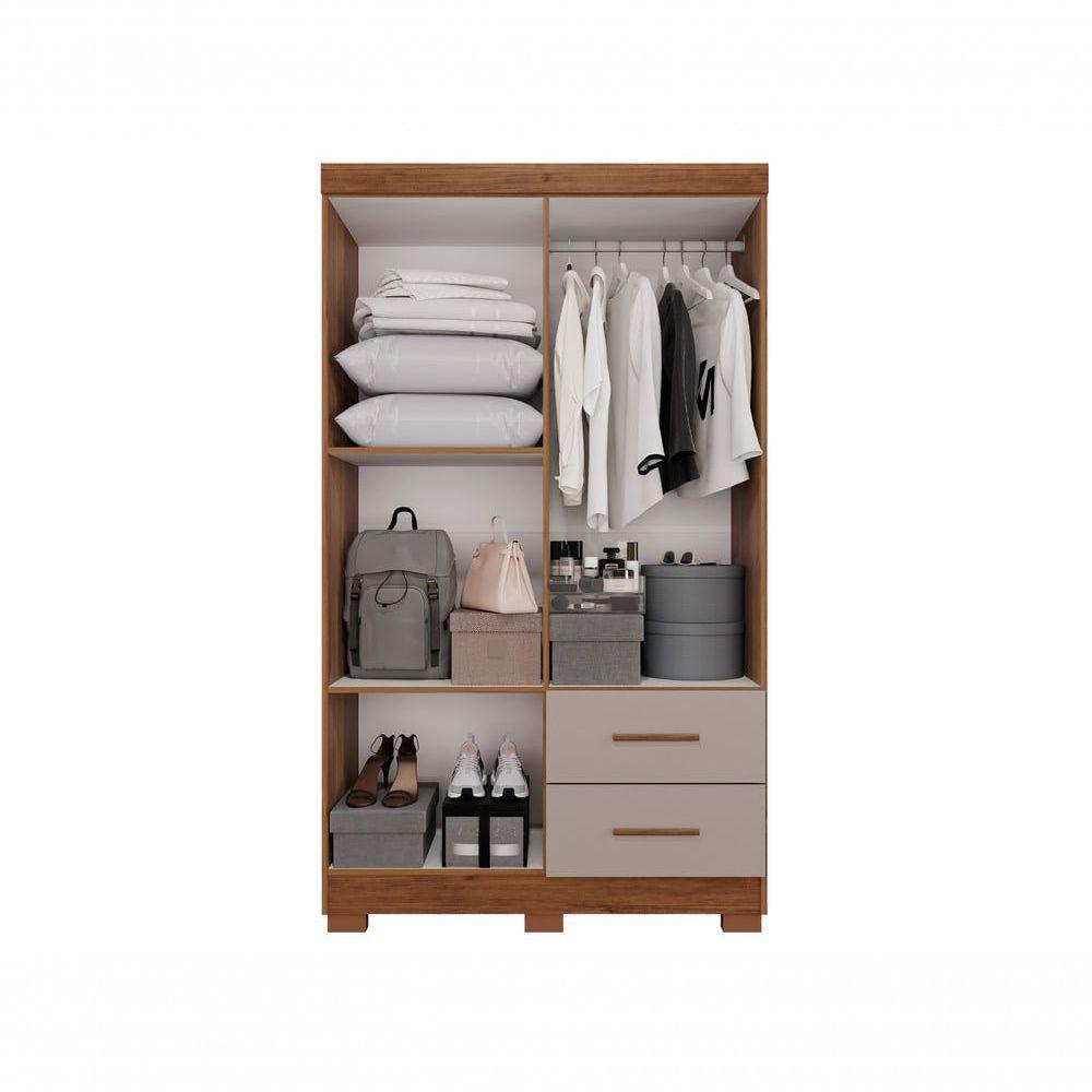 Guarda-roupa Solteiro 4 Portas 2 Gavetas Estrela Premium Salleto Cinamomo/off White - 2
