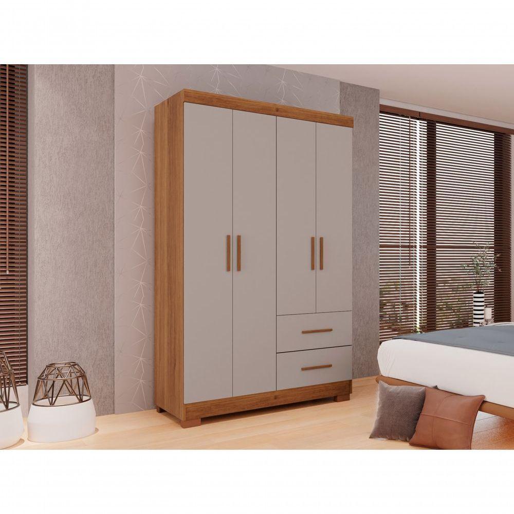 Guarda-roupa Solteiro 4 Portas 2 Gavetas Estrela Premium Salleto Cinamomo/off White - 6