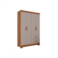 Guarda-roupa Solteiro 4 Portas 2 Gavetas Estrela Premium Salleto Cinamomo/off White - 1