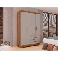 Guarda-roupa Solteiro 4 Portas 2 Gavetas Estrela Premium Salleto Cinamomo/off White - 6