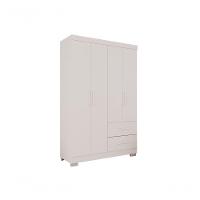 Guarda-roupa Solteiro 4 Portas 2 Gavetas Estrela Premium Salleto Branco - 1