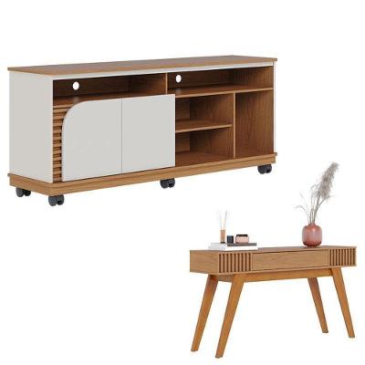 Rack Bancada Jurerê 1.5 Freijó Off White Matte Com Aparador Riviera Freijó – Colibri