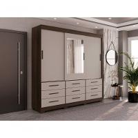 Guarda-roupa New Star 3 Portas 9 Gavetas Com Espelho Salleto Savana/off White - 8