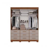Guarda-roupa New Star 3 Portas 9 Gavetas Com Espelho Salleto Cinamomo/off White - 2