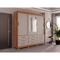 Guarda-roupa New Star 3 Portas 9 Gavetas Com Espelho Salleto Cinamomo/off White - 8