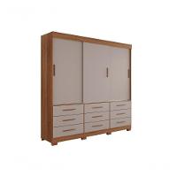 Guarda-roupa New Star 3 Portas 9 Gavetas 1,80 Salleto Cinamomo/off White - 1
