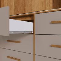 Guarda-roupa New Star 3 Portas 9 Gavetas 1,80 Salleto Cinamomo/off White