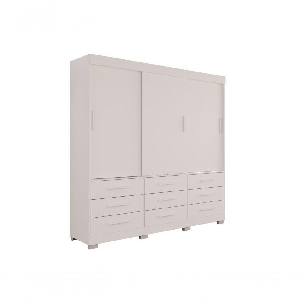Guarda-roupa New Star 3 Portas 9 Gavetas 1,80 Salleto Branco - 1