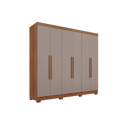 Guarda-roupa Coliseu Sem Espelho 6 Portas 4 Gavetas Salleto Cinamomo/off White