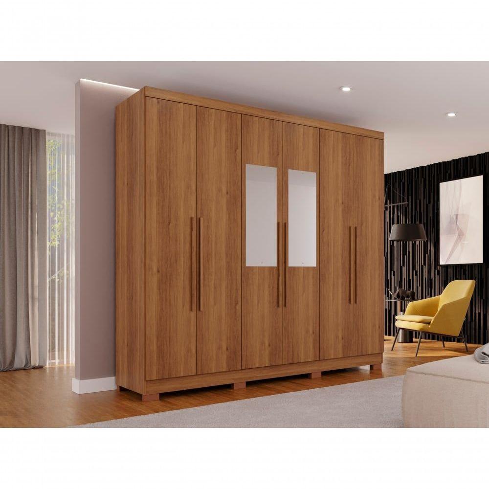 Guarda-roupa Coliseu Com Espelho 6 Portas 4 Gavetas Salleto Cinamomo - 8