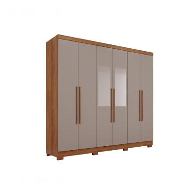 Guarda-roupa Coliseu Com Espelho 6 Portas 4 Gavetas Salleto Cinamomo/off White