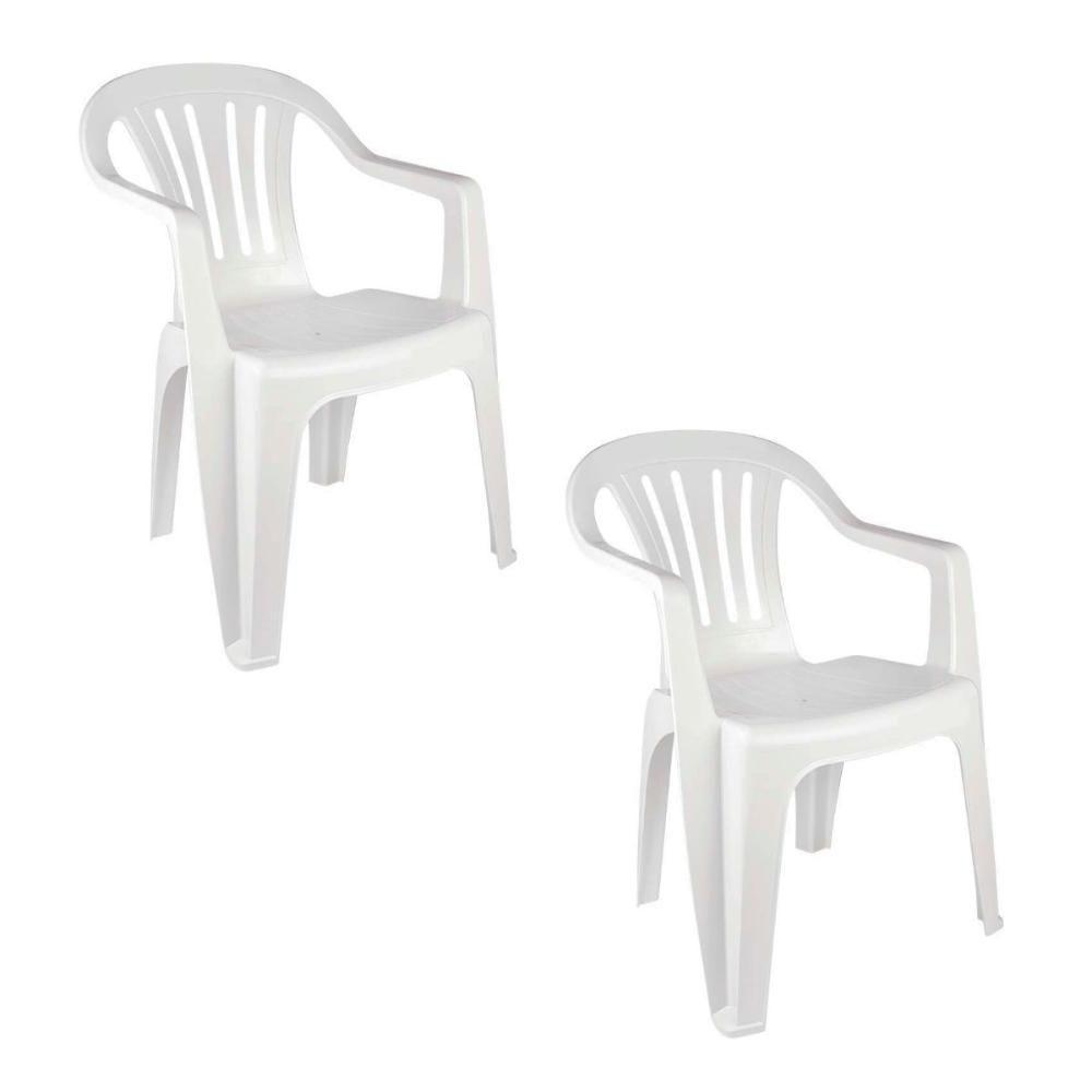 Kit 2 Cadeiras Poltrona Plástica Empilhavel Reforçada Branca 182kg Mor - 1