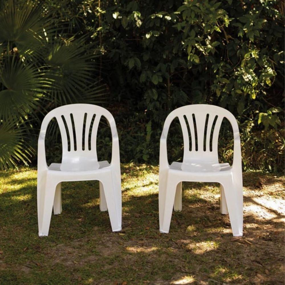 Kit 2 Cadeiras Poltrona Plástica Empilhavel Reforçada Branca 182kg Mor - 2