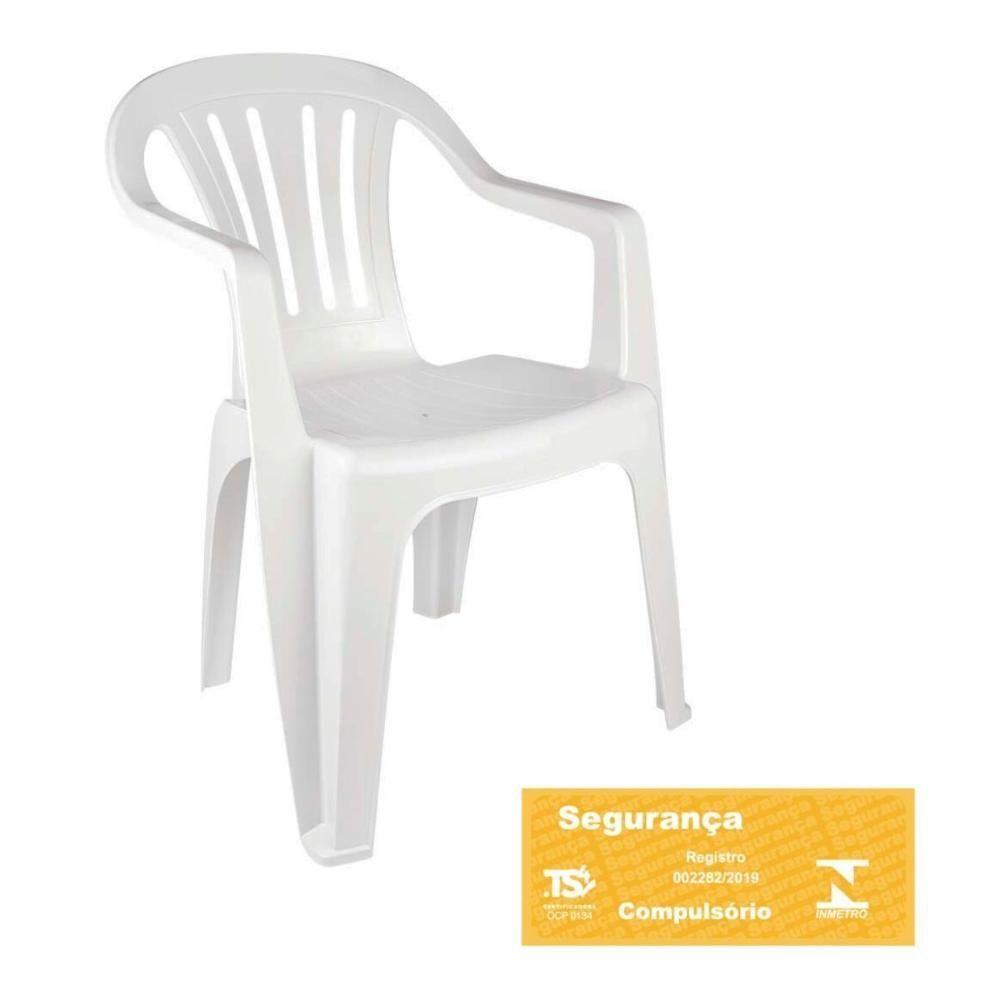 Kit 2 Cadeiras Poltrona Plástica Empilhavel Reforçada Branca 182kg Mor - 3