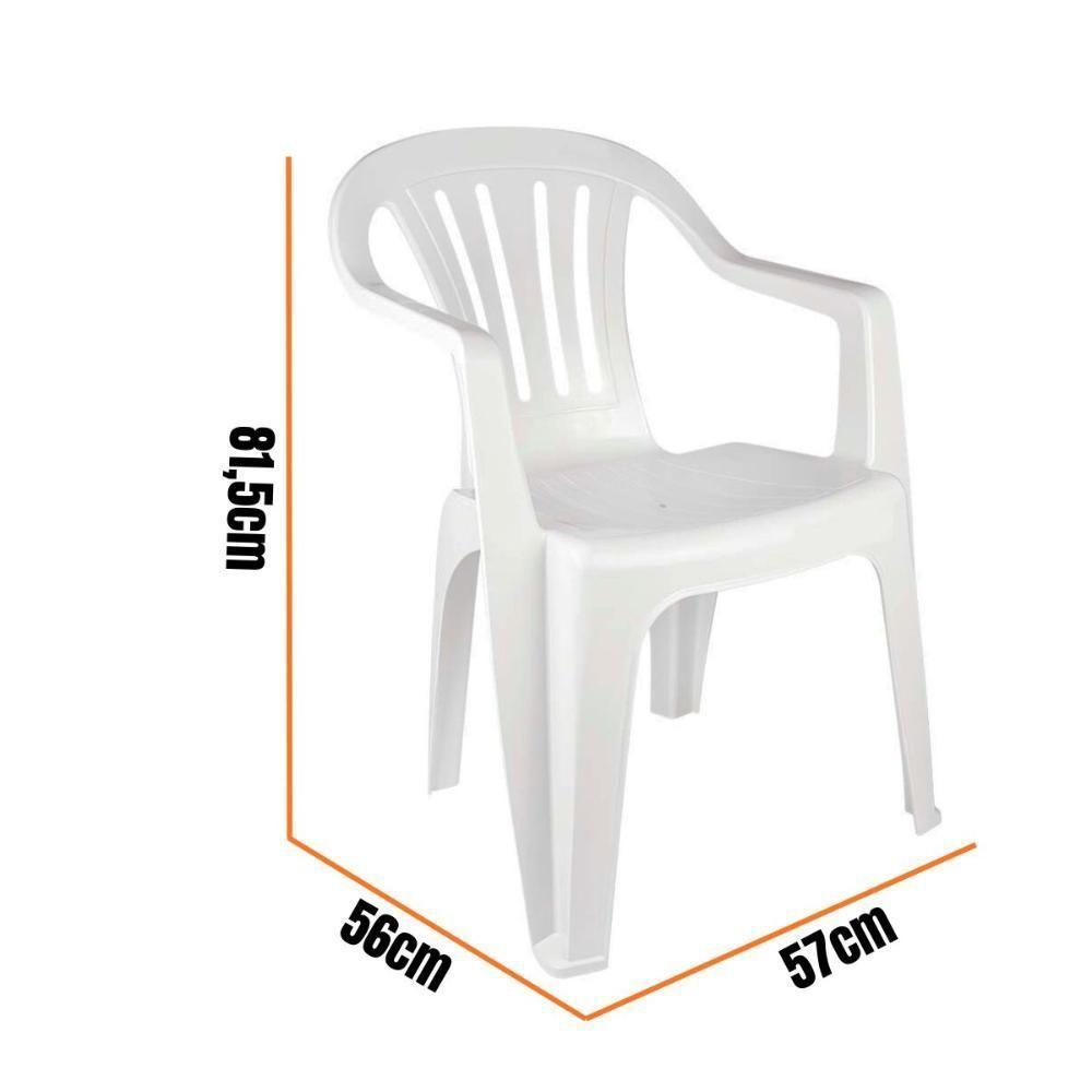 Kit 2 Cadeiras Poltrona Plástica Empilhavel Reforçada Branca 182kg Mor - 10