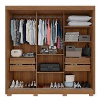 Guarda-roupa Casal Com Espelho 3 Portas 4 Gavetas Atenas Com Pés 100% Mdf Salleto Cinamomo/off White - 2