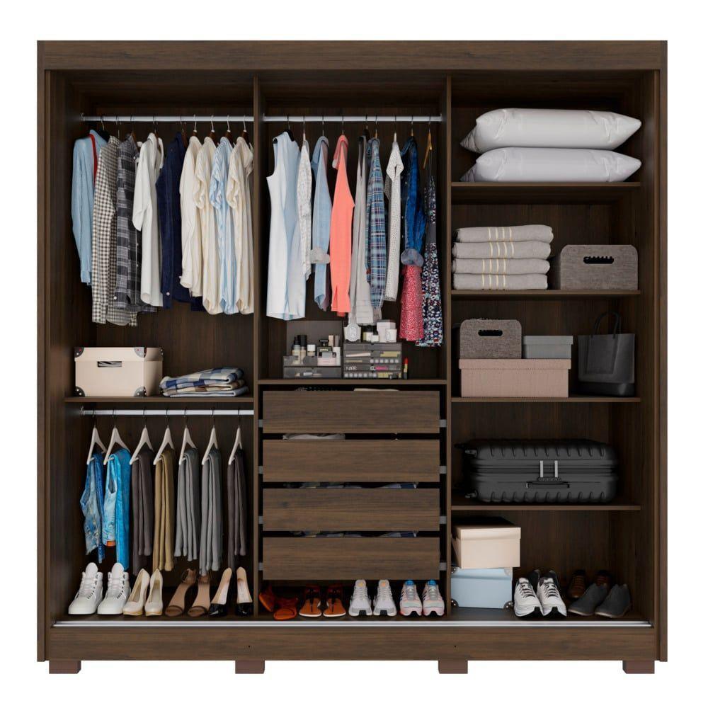 Guarda-roupa Casal Com Espelho 3 Portas 4 Gavetas Atenas Com Pés 100% Mdf Salleto Savana - 2