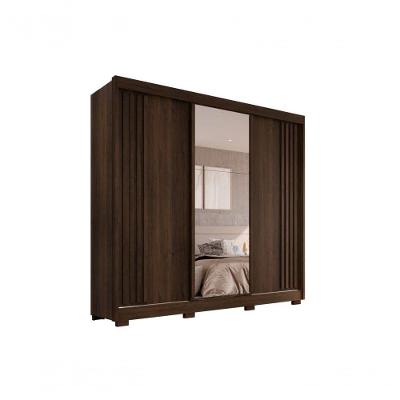 Guarda-roupa Casal Com Espelho 3 Portas 4 Gavetas Atenas Com Pés 100% Mdf Salleto Savana