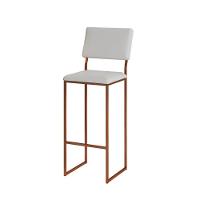 Kit 4 Banquetas Com Encosto Industrial E Moderna Nina Cobre E Corino Branco